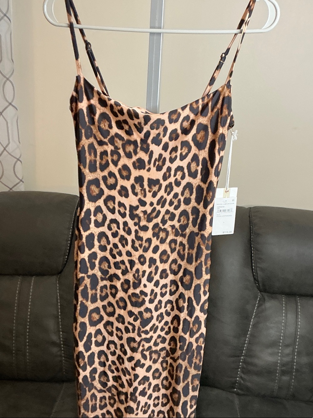 Good American Leopard Print Maxi Dress in Brown and Black